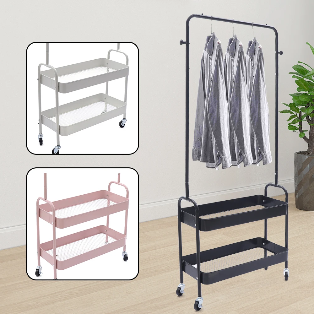 Mobile-Clothing-Storage-Rack-Clothing-Hanging-Rack-with-2-Tiers-Garment-Storage-Organizer-Stand-with-Wheels-2