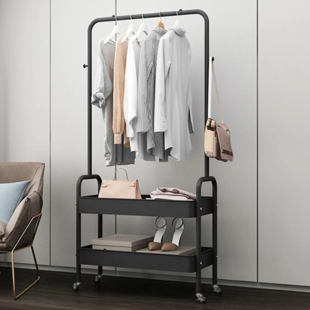 Mobile-Clothing-Storage-Rack-Clothing-Hanging-Rack-with-2-Tiers-Garment-Storage-Organizer-Stand-with-Wheels-4