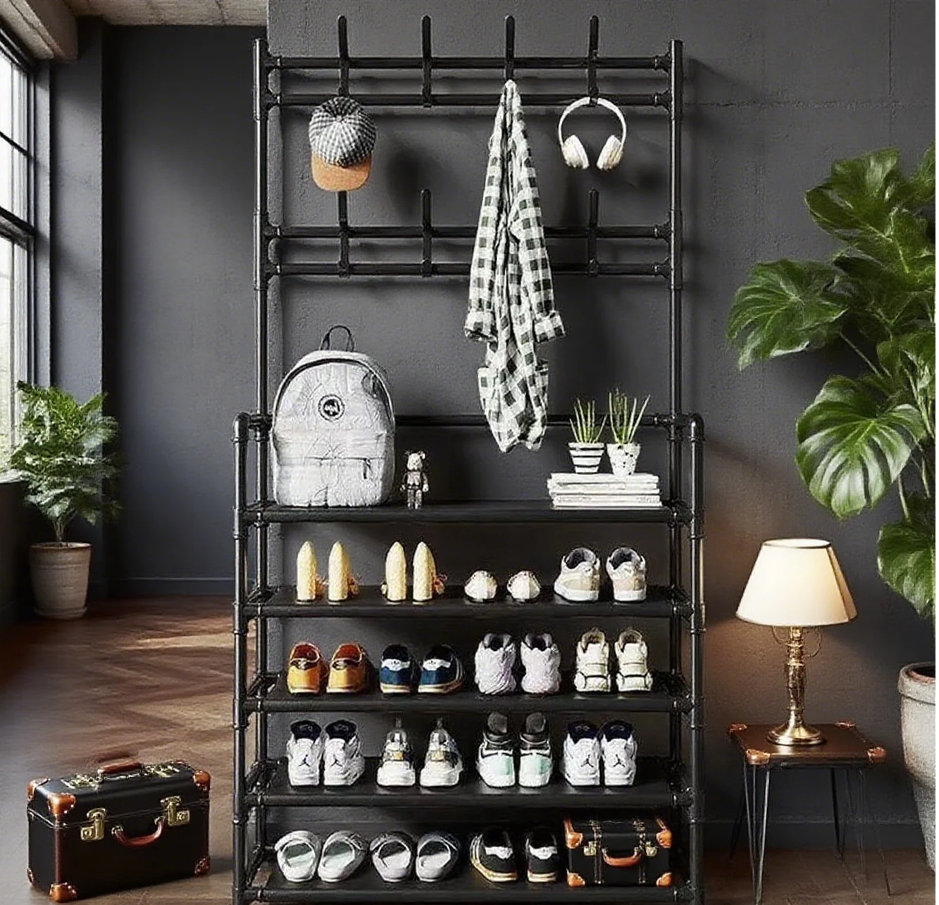 Multi-layer open shoe rack, smooth surface, dust and shoe ash will be wiped off, making the home environment tidier