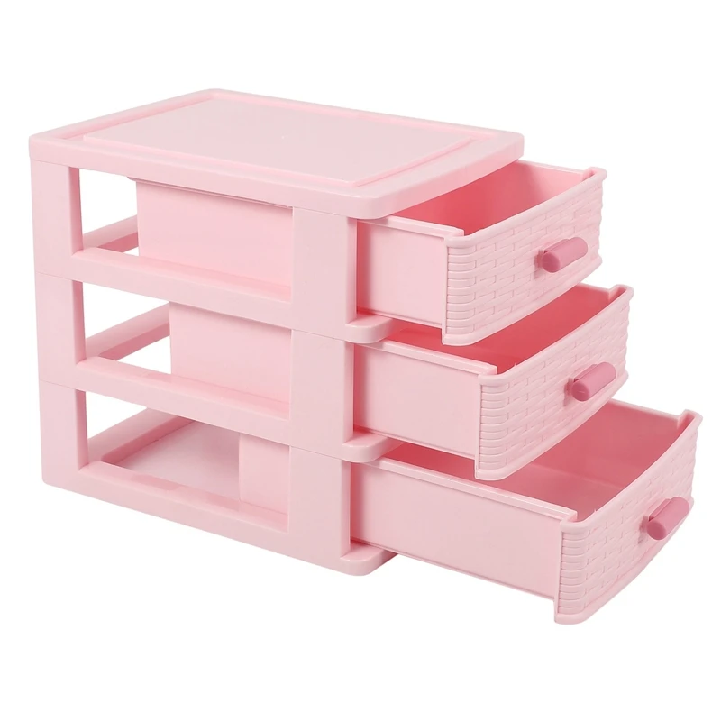 Plastic-Drawer-Designed-3-Compartment-Jewelry-Storage-Box-Pink-3