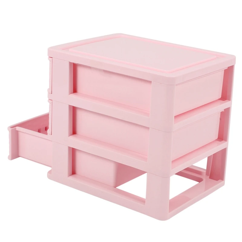 Plastic-Drawer-Designed-3-Compartment-Jewelry-Storage-Box-Pink-4