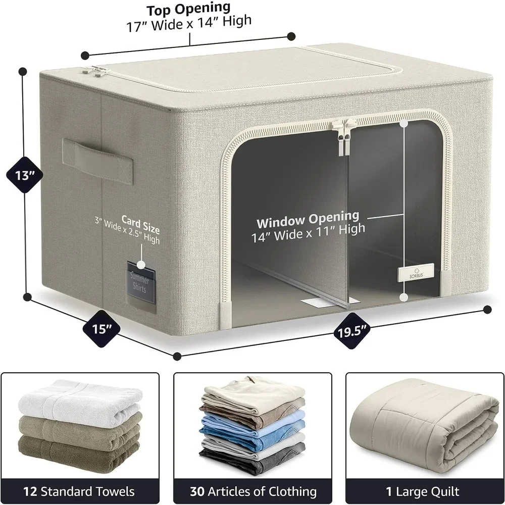 Stackable-Foldable-Storage-Bins-with-Dividers-Clear-Window-Dual-Zipper-Handles-Clothing-Linens-Organizing-Seasonal-Wear-4