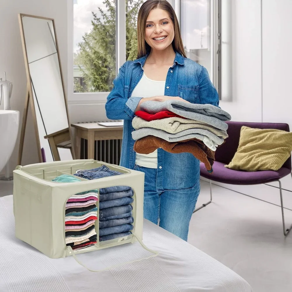 Stackable-Foldable-Storage-Bins-with-Dividers-Clear-Window-Dual-Zipper-Handles-Clothing-Linens-Organizing-Seasonal-Wear-5