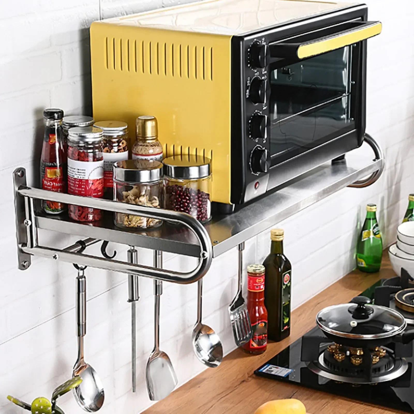 Stainless-Steel-Microwave-Utensils-Shelf-Wall-Mount-with-6-Hooks-Heavy-Duty-Kitchen-Organizer-Rack-for-5